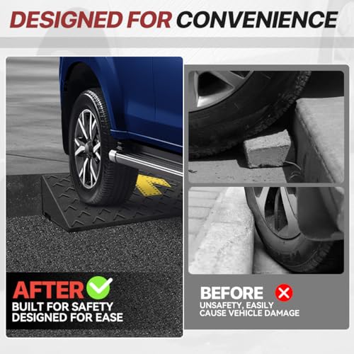 Rubber Curb Ramp 4.3" Rise Height, Arrow Patterned Sidewalk Curb Ramp for Forklift Truck Bus Car SUV, Driveway Curb Ramps for Low Profile Car, Threshold Bridge Ramp for Warehouse Garage - size: 4.3" Rise Arrow