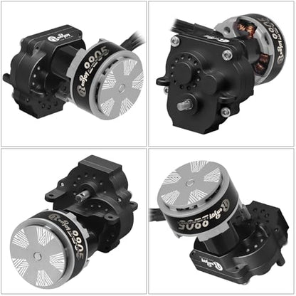 2205 2200KV Brushless Outrunner Motor with Mount & Gearbox Transmission and 30A Brushless ESC Electric Speed Controller & Battery Tray for TRX4M 1/18 Remote Control Crawler Upgrade (Black) - color: Black