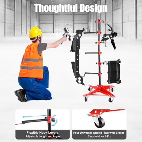 AutoBody Panel Paint Stand, Center Post Hang Paint Spray Stand with 4 Lockable Wheels & 6 Adjustable Hook Levers, Spray Tree Holder for Automotive Doors, Bumpers, Fenders, Hoods (18.5*18.5*47.24in) - size: 47x47x120cm