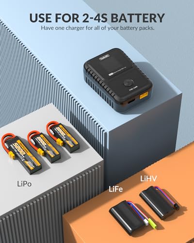 50W LiPo Balance Charger, 5A 2-4S RC Battery Charger Discharger for 2S 3S 4S LiPo/LiHV/Life Battery Smart Hobby Charger (M450)
