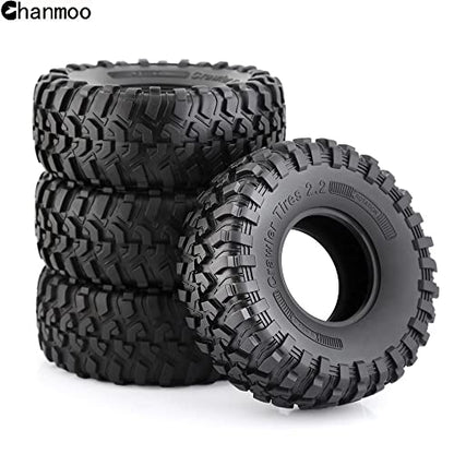 2.2 RC Crawler Tires With Foam Inserts OD 130mm Rubber Grappler Mud Terrain Tyres For 1/10 Crawler Car SCX10 90047 D90 TF2 AX10 D90 Tamiya CC01 Traxxas TRX4 2.2" Beadlock Wheels Rims 4PCS
