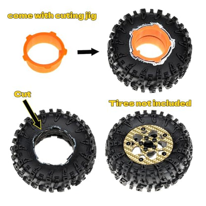 1.6" (40.6mm) Super Wheels, Carbon Fibre Beadlock Wheel fit for SCX24 TRX4M FCX24 FCX24M CR18P 1/24 1/18 RC Crawlers Upgrade, Style A, Gold - color: Gold, size: Style A