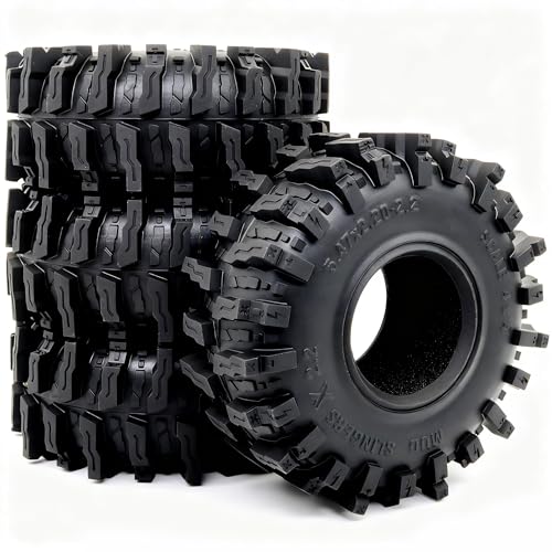 5.47'' Tall 2.2 Tires Mud Slingers X T8 4-Pack Fits SCX10 Wraith | 2.2'' Crawler Tyres, For 1/10 Crawlers off-road rock crawling RC vehicles Upgrades - style: T8 ( Soft )