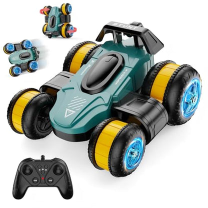 High Speed Drift Remote Control Stunt Deformation Car, Birthday Gifts, for Boys and Girls 4-16 Years Old (Green) - color: Green