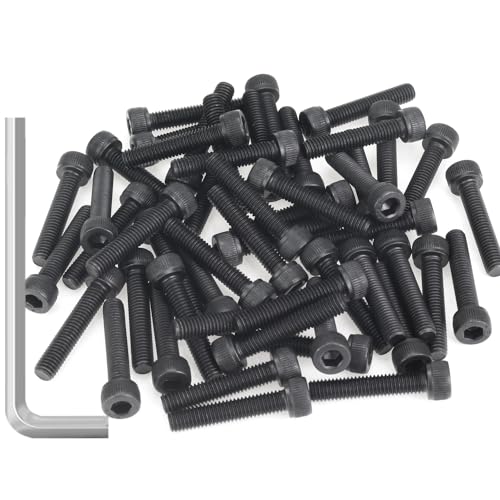 55 Pieces M5 x 25mm Socket Head Cap Screws, Thread Pitch 0.8mm, Sutemribor M5 Black Screws, 12.9 Grade Alloy Steel, Black Oxide Finish, Fully Threaded - size: M5 x 25mm, style: Socket Head