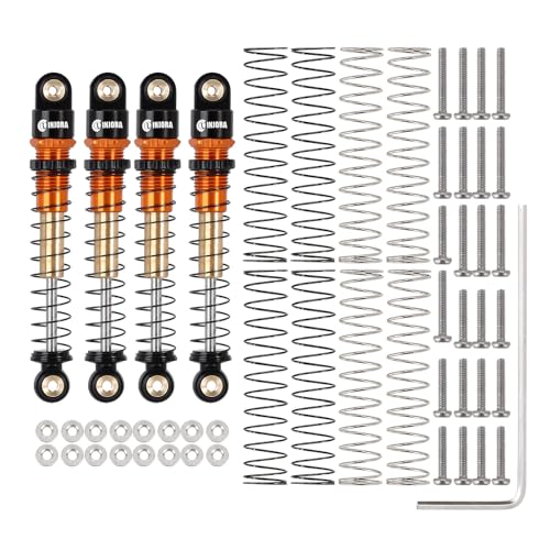INJORA 43mm Aluminum Threaded Shocks Absorber Damper for 1/24 SCX24(Gold) - color: Gold