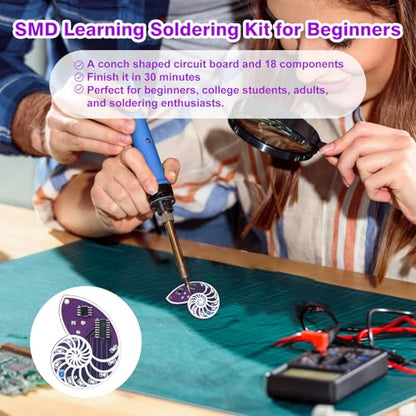 SMD Soldering Practice Kit, DIY LED Seashell Electronics Project | Surface Mount Soldering Project Kit with Adjustable Flowing Lights, Wearable Decoration & Gift Idea for Makers & Hobbyists