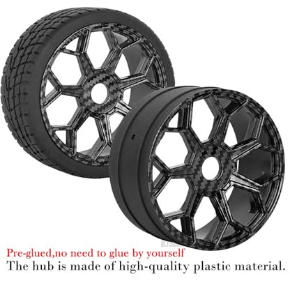 RC Wheels Tires for 1/8 Typhon 6S BLX,1/7 Infraction 6S BLX,Limitless,RC Highway Tires Wheels Soft Tires Truck Tire Highway Tires,Carbon Fibre - color: Carbon Fibre - (Rc Wheels Tires)