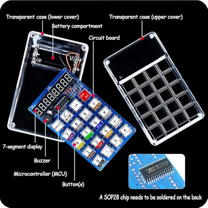 DIY 7-Digit LED Display Electronics Calculator Soldering Practice Kit | Build Electronics STEM Projects for Classroom/Home; Learn to Solder Kit for adults, teens, students, makers and hobbyists. - color: red