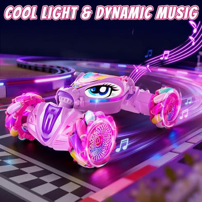 Unicorn Gesture Sensing RC Stunt Car Remote Control Car for Girls | 360°Rotation & 2.4GHz Monster Truck Toys with Light & Music Barbie Style Toy for Girls Age 6-7 8-12+ Years Old Birthday Gift
