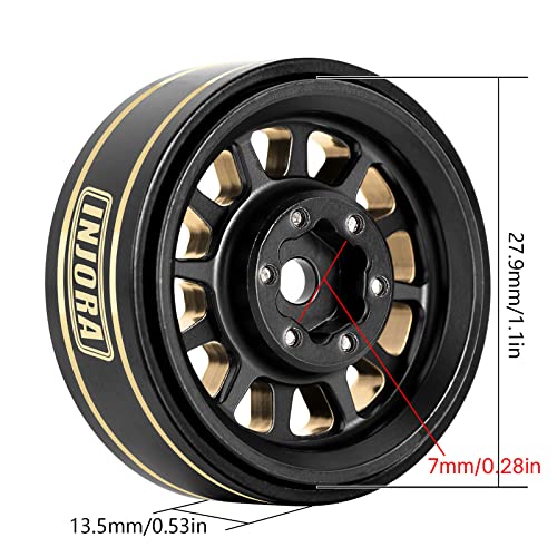 INJORA 42g 1.0 Plus Brass -3.75mm Offset Wheel for 1/24 1/18 RC(Black&Gold) - color: Black&gold