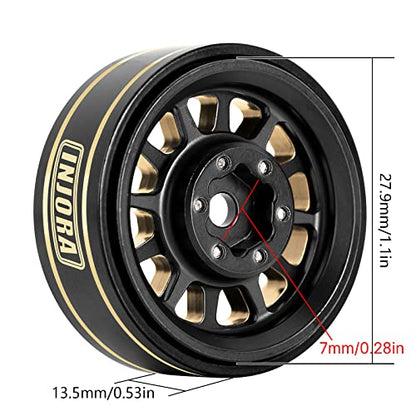 INJORA 42g 1.0 Plus Brass -3.75mm Offset Wheel for 1/24 1/18 RC(Black&Gold) - color: Black&gold