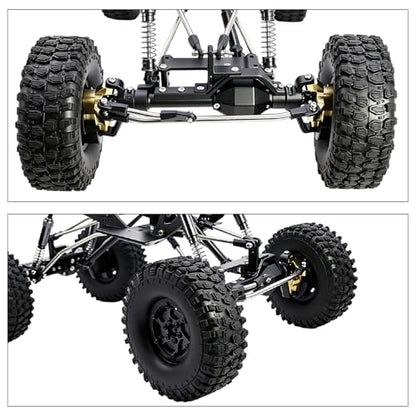 LCG 4WS Heavy Aluminum Front Rear Portal Axle Set+Brass Knuckles 50° 4 Wheel Steering for 1/10 RC Crawler Axial Capra 1.9 Chassis (Black) - color: Black
