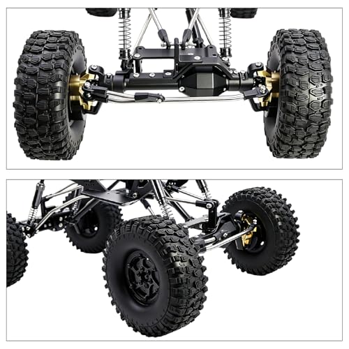 LCG 4WS Heavy Aluminum Front Rear Portal Axle Set+Brass Knuckles 50° 4 Wheel Steering for 1/10 RC Crawler Axial Capra 1.9 Chassis (Silver) - color: Silver