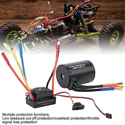 Drfeify 3650 3900KV Brushless Motor, 60A Sensorless Water Proof RC ESC Kit for 1/10 RC Truck