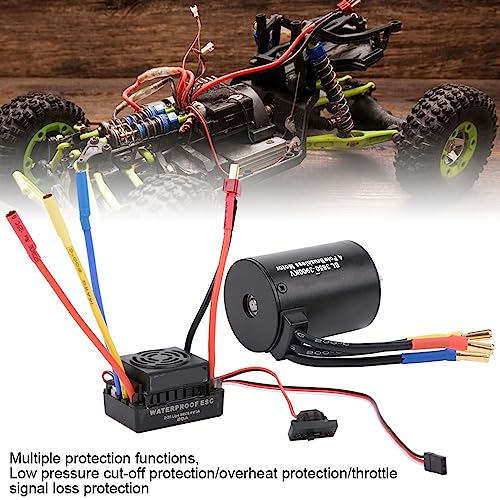 Drfeify 3650 3900KV Brushless Motor, 60A Sensorless Water Proof RC ESC Kit for 1/10 RC Truck