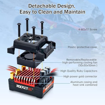 Surpass Hobby Supersonic V2 130A ESC Motor Over-Heat Protection Brushless Esc with Plug for 1/8 RC Car - style: 130A