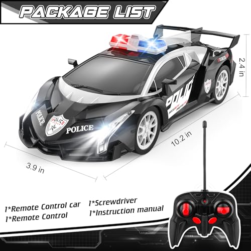 Growsland Remote Control Car Rc Cars for Boys 4-7 8-12, Kids Car Toys for Boys with Cool Flashing Light, Vehicle Hobby Race Cars Toys for Boy Girls Ages 4-6 5-7 6-8 8-12 Birthday Gift - color: Black