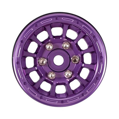 INJORA 1.0" Aluminum Beadlock Wheels 0mm Offset for 1/18 1/24 RC Crawler Upgrade, W1056(Purple) - color: Purple
