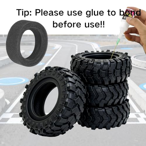 4PCS 1.9 Crawler Tires 88mm OD 1/12 RC Tires with Foam Inserts, Mud Slingers 1.9 RC Crawler Tires Compatible with MN-82 MN99-S2 MJX H12P H12Y+ RC Crawler Car Upgrades