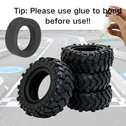 4PCS 1.9 Crawler Tires 88mm OD 1/12 RC Tires with Foam Inserts, Mud Slingers 1.9 RC Crawler Tires Compatible with MN-82 MN99-S2 MJX H12P H12Y+ RC Crawler Car Upgrades