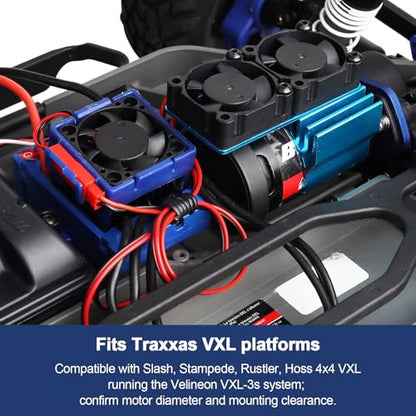 High‑Speed Cooling Fan for VXL‑3s ESC and Velineon Motor Dual Fans — 15,000 RPM, Plug‑in RC Heat Management, Cuts Thermal Cutback