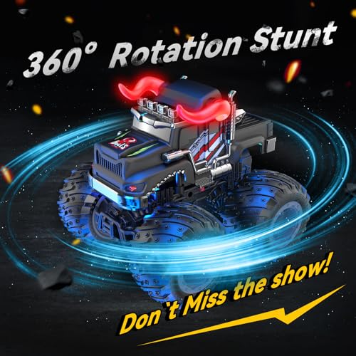 AUUGUU Remote Control Car, 2.4GHz Monster Trucks Toys with Light Spray, Birthday Gift for Kids 3 4 5 6 7 8, All Terrain RC Cars, Toddler Toys for Boys Girls 3+ Year Old (Bull) - style: Bull