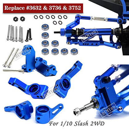 Upgrades Part for 1/10 Slash 2WD,Alloy Front Rear Suspension Arm,Caster Block,Steering Blocks,Rear Stub Axle Carriers Upgrades Hops Up Set for Slash 2WD,Navy Blue - color: Navy Blue