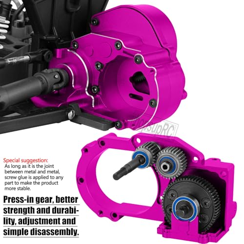 Metal Magnum 272R Assembled Transmission Upgrades Part for 1/10 Slash/Rustler/Stampede/Bandit 2WD VXL. Gearbox Transmission Bundle with Tooth Spur Gear Hops Up. #9495(Pink) - color: Pink(for 1/10)