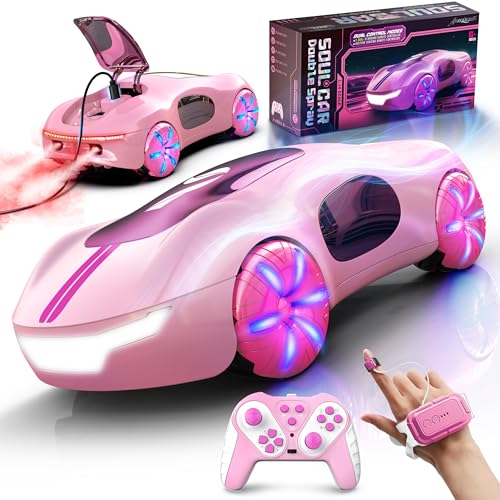 AEROQUEST Gesture Sensing Remote Control Car (Pink | Remote Control Stunt Drift USB-C Charging Light Spray Sound Gesture Sensing Spotrs Birthday Holiday Gifts 2.4GHz 4WD