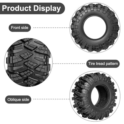 LRFHL 1.3" Crawler Tires Soft Rubber for 1/18 TRX4M 1/24 SCX24 FCX24, 4PCS | 65mm*27mm, RC Tires with Foam Insert, RC Rock Crawling Tires Upgrade - color: Style D