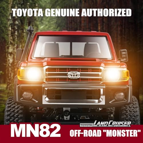 MN-82 1/12 Scale RC Rock Crawler Truck, 4x4 Off-Road Remote Control Car with 2.4GHz Remote & Dual 1200mAh Batteries - Ideal Gift for Birthday/Christmas/Halloween (Ages 8+)