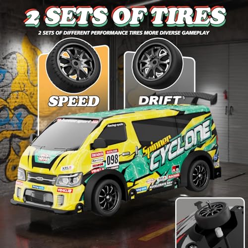 1:24 RC Drift Car - with LED Lights, JDM RC Cars Includes Drift Tire Kit USB Rechargeable Battery, Boys rc Cars Toys for Christmas Birthday - color: Rc Drift Car-yellow