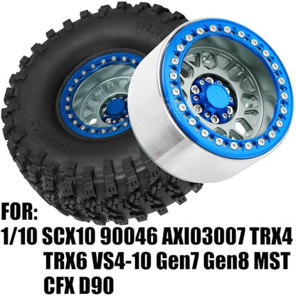 2.2 RC Wheels for 1/10 SCX10 90046 AXI03007 TRX4 TRX6 VS4-10 Gen7 Gen8 MST CFX D90,Aluminium RC Truck Tires Highway Tires 2.2" RC Wheels 2.2 Beadlock Wheel Rim RC Tires (135 * 55MM),Titanium - color: Titanium/4pcs
