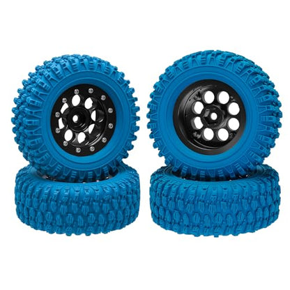 GOUPRC 1.3" Wheel Tires Set, Aluminum Beadlock Rim Swamp Claw Mud Terrain Rock Tread Pattern Tires for SCX24 TRX4M 1/18 1/24 Upgrade RC Crawler Truck Car - style: Rock Pattern Black
