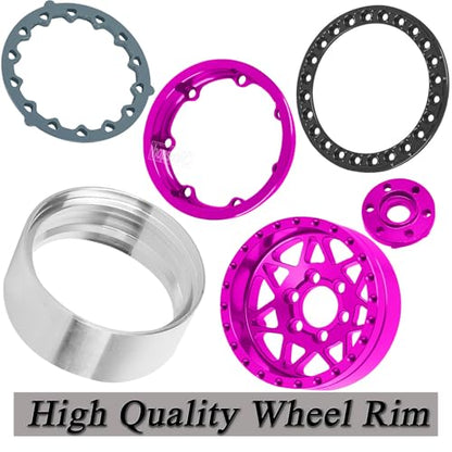 1.9 RC Wheels and Tires for 1/10 SCX10 90046 AXI03007 TRX4 TRX6 VS4-10 Gen7 Gen8 MST CFX D90.Aluminium RC Truck Tires Highway Tires 1.9" RC Wheels 1.9 Beadlock Wheel Rim RC Tires,Pink - color: Pink(1.9tires)