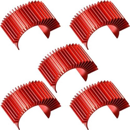 5PCS Aluminum Heatsink Electric Engine Motor Heat Sink Cooling Fins Replacement for #03300, Compatible with 1/10 HSP Traxxas HPI Tamiya Losi 550 540 3650 Size Brushed/Brushless Motors (Red) - style: Red
