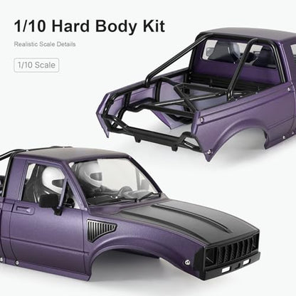 INJORA IR60 Hard Body with Interior & Bed Cage for 1/10 RC Crawler (Purple) - color: Purple