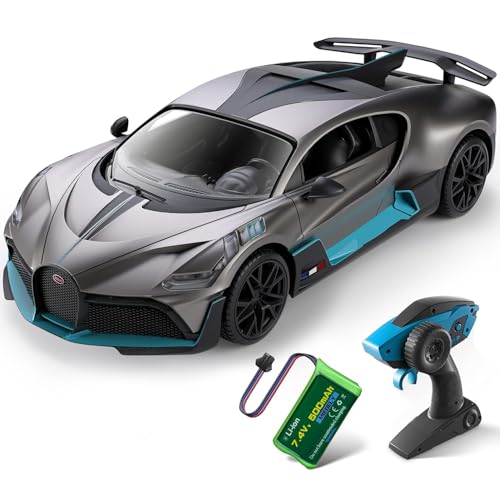 MIEBELY Remote Control Car, Bugatti Divo 1/16 Scale Rc Cars 12Km/h, 2.4Ghz Licensed Model Car 7.4V 500mAh Toy Car Headlight for Adults Boys Girls Age 6-12 Years Birthday Ideas Gift | Official licensed;anti-interference control;LED lights & 500mAh lithium;