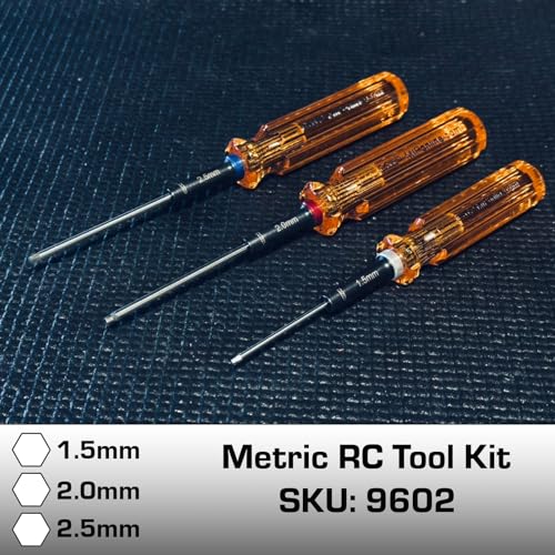 MIP 9602 3-Piece RC Hex Screwdriver Set (1.5mm, 2.0mm, 2.5mm) – Precision Hex Allen Wrenches for RC Cars, Drones, Boats, Helicopters – RC Repair Tool Kit – Made in USA - style: Metric 1.5mm 2.0mm 2.5mm