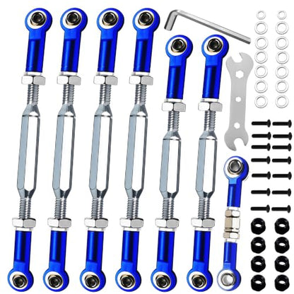 2026 Stainless Steel Turnbuckles Tie Rods With Spacers fit for 1/10 Traxxas Slash 4X4（VXL）,Slash 2WD,Hoss 4X4（VXL）,Rustler 4X4 （VXL）,Rustler 2WD,Stampede VXL,Bandit/VXL,RC Car Hops Up Parts(Navy blue) - color: Stainless Steel & Blue