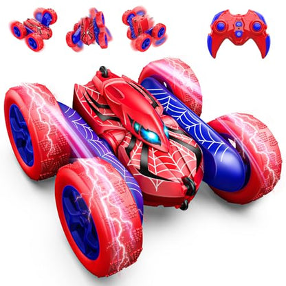 Excitobo Remote Control Car,RC Cars Boys Toys for 3 4 5 6 7 8 9 10 11 12 Year Old Boy Double Sided 360°Flip 4WD Rechargeable Drift RC Race Car Birthday Gifts Easter Basket Stuffers for Kids Age 3-12 - color: Red