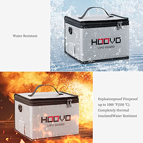 HOOVO Lipo Bag Fireproof Explosionproof Lipo Battery Safe Bag | LiPo Guard Safe Bag for Lipo Battery Storage and Charging with Double Zipper