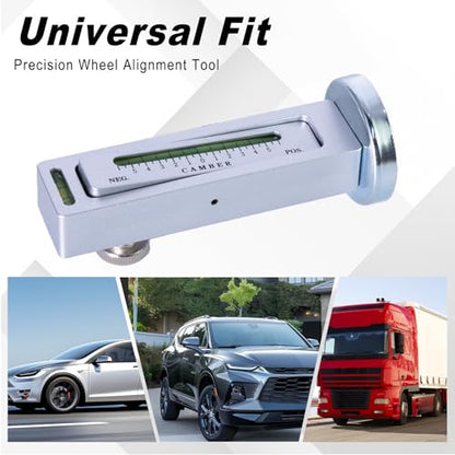 Camber Alignment Tool Universal Camber Gauge, Gauge Accurate -5 +5, Wheel Alignment Tool with Magnetic Base for Car SUV RV Off Road Vehicle (Sliver) - color: Silver