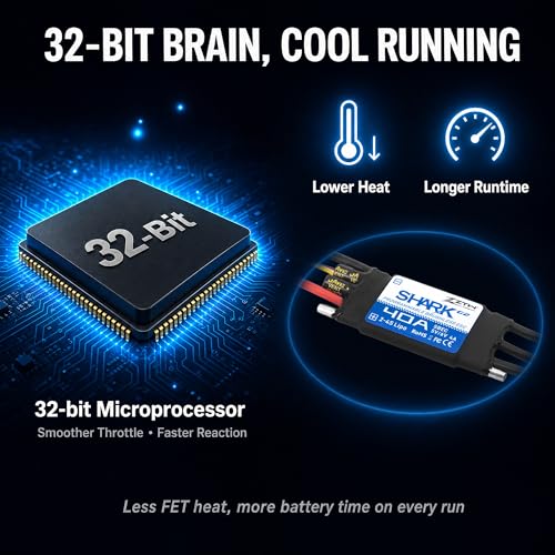 ZTW Shark G2 40A ESC 2-4S Built-in Swithcing BEC 5V/6V 4A Water-Cooling Bidirectional Waterproof Brushless Speed Controller for RC Boat Marine - size: 40A