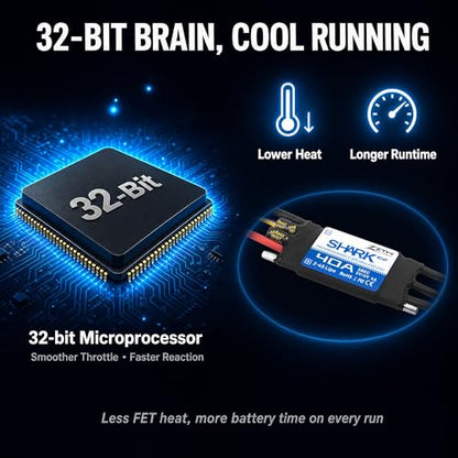 ZTW Shark G2 40A ESC 2-4S Built-in Swithcing BEC 5V/6V 4A Water-Cooling Bidirectional Waterproof Brushless Speed Controller for RC Boat Marine - size: 40A