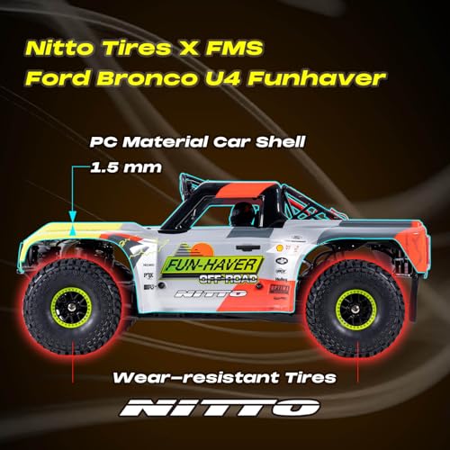 BEEZRC FMS 1/7 Brushless Ford Bronco RTR EB,RC Short Course Truck Fast rc up to 80km/h,High Speed RC Off-Road,4x4 RC Truck Hobby RC Waterproof, Remote Control Car for Adults RS, Racing Livery 2024 - color: Livery 2024