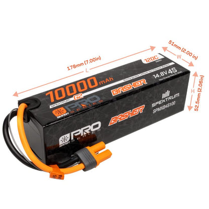 Spektrum 14.8V 10000mAh 4S 120C Smart G2 Pro Basher LiPo: IC5, SPMXB4S100