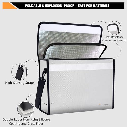 Fireproof Document Bag - 2000°F Heat Resistant & Thermal Insulated Fireproof Bag for Documents with Lockable Zipper for Documents, Cash & Valuables - Fireproof Box for Home, Office, and Travel Use - color: Grey Bag