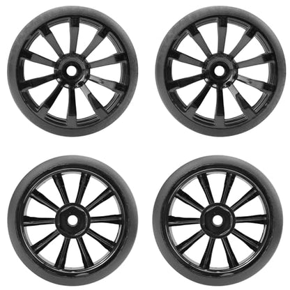 ShareGoo RC 1/10 Drift Tires W/Plastic Wheel Rims 12mm Hex Compatible with HSP Tamiya Kyosho RedCat Traxxas Sakura WLtoys 3Racing 1/10 RC On-Road Racing Touring Car (Black) - color: Black